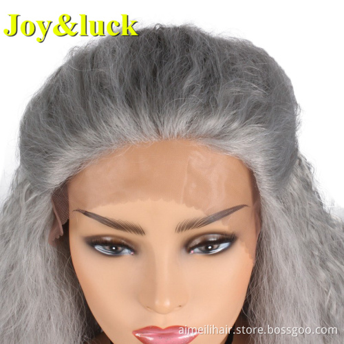 Wholesale Prices Front Lace Women Wig Long Soft Fashion Style For Party Synthetic Wig Natural Grey Kinky Curl Ladies Hair Wigs